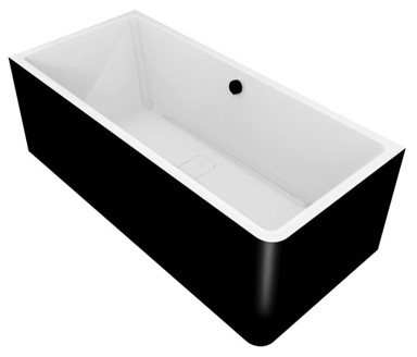 POLYSAN Kada MARLENE CURVE L MONOLITH, pravokutna, 175x75x63 cm, bijela/crna