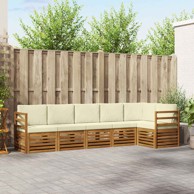 Set sofa, 6 kom, čvrsto drvo akacije, prirodna i krem