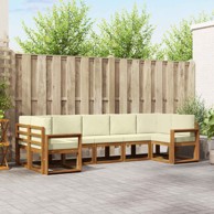 Set vanjskih sofa, 7 kom, s jastucima, prirodna i krem