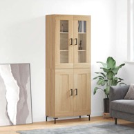 Visoka komoda hrasta sonome 69 5x34x180cm od konstruiranog drva , drvena vrata