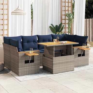 Set vrtnih sofa, 7 kom, poliratan, sivi
