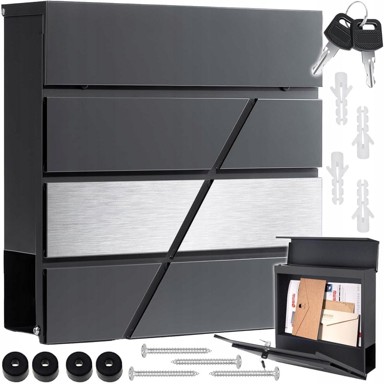 DEXXER Moderni poštanski sandučić, antracit + inox X3, s novinskim utorom