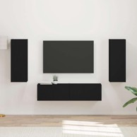 Set zidnih TV komoda 2 kom, konstruirano drvo, crni