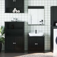 3-dijelni set kupaonskog namještaja BERG crni masivna borovina 69.5 x 34 x 110 cm, crna