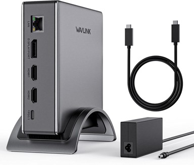 WAVLINK Priključna stanica za laptop, PD 3.1, 3 monitora 4K@144Hz, 140 W PD, 2 x HDMI i DP, USB-C 10 Gbps, USB-A, Ethernet, audio