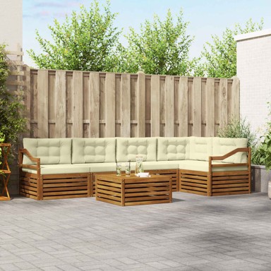 Set vanjskih sofa, 6 kom, s jastucima, prirodna i krema