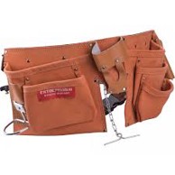 EXTOL PREMIUM Remen za alat, kožni, 9 džepova, držač za čekić, omča za ključeve, džep za mjernu traku