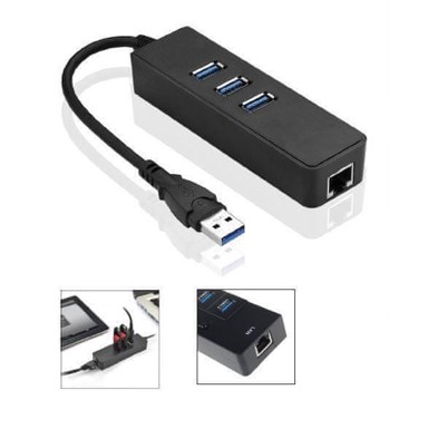 MICROCONNECT USB hub, 3 priključka, USB 3.2 Gen 1, Gigabit Ethernet