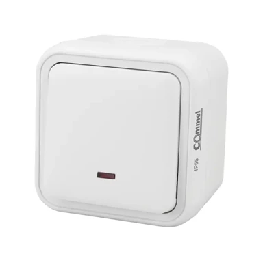 COMMEL 043-206 tipkalo s indikacijom 10a 250v ip55, bijela
