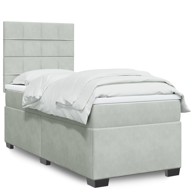 Box spring krevet s madracem svjetlosivi 100x200 cm baršunasti