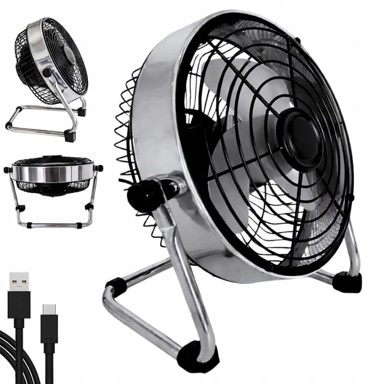 VERKGROUP Stolni ventilator, 22 cm, USB, metalni