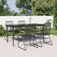 Vrtna garnitura, 5-dijelni set od PVC ratana, dužina stola 160 cm, crna