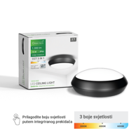 GREEN TECH LED plafonjera 15 W 3 CCT IP66 promjer 30 cm crna Smart Shift