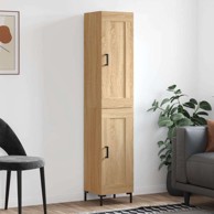 Visoka komoda hrasta sonome 34 5x34x180cm od konstruiranog drva , 1 drvena vrata
