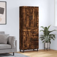 Visoka komoda dimljeni hrast 69 5x34x180 cm konstruiranog drva , 1 drvena vrata 3 ladice