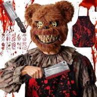 NIKCORP Maska Mrki Medo, Halloween kostim, komplet 4 kom, bijela