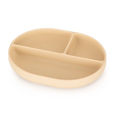 PETITE&MARS Tanjur s odjeljcima i vakuumom DESERT SAND, silikonski, ovalni