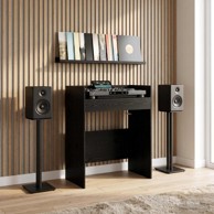 DJ stol 82 x 45 x 102 cm konstruirano drvo, crni hrast
