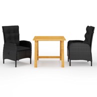 3-dijelni vrtni blagovaonski set crni