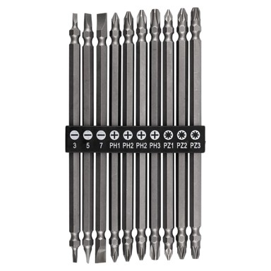 GRAPHITE set dugih dvostranih bitova SL, PH i PZ x 150 mm, 56T511, 10 kom.