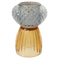 GREEN GATE Sivo-smeđi stakleni svijećnjak