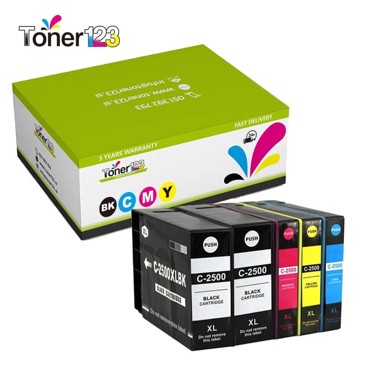 TONER123 Zamjenske tinte komplet Canon PGI-2500XL / Maxify MB5050, MB5150, MB5350, MB5450, IB4050, 2 x crna, cijan, magenta, žuta