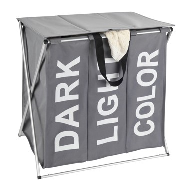 WENKO Siva košara za veš s tri odjeljka Trio, 118 l