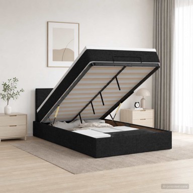 Krevet od pjene s madracem i LED-om 120 x 190 cm, tkanina, crni