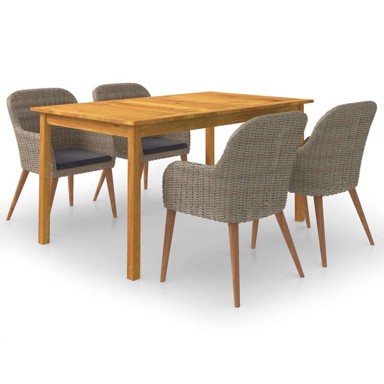 Vrtna garnitura, 5-dijelni set, dužina stola 140 cm, siva i crna