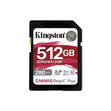KINGSTON Memorijska kartica SDXC Canvas React Plus, 512GB, UHS-II, 280R/150W, U3, V60, Full HD/4K