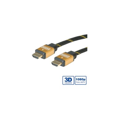 ROLINE Kabel s mrežom HDMI, 1 m, pozlaćeni 