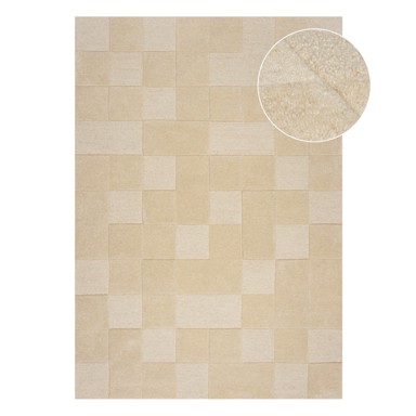 FLAIR RUGS Bež vuneni tepih 170x120 cm Checkerboard