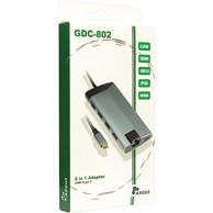 INTER-TECH USB-C 8-u-1 docking station, sivi