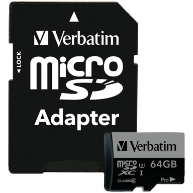VERBATIM Memorijska kartica Pro, 64 GB, MicroSDXC, UHS, Class 10
