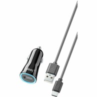 PLOOS Auto punjač, 2A, 1xUSB-A, USB-C kabel 100 cm, crni