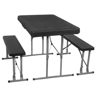 SPRINGOS Set catering stol + klupe 105x65x69 cm, crni