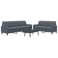 2-dijelni set sofa s jastucima tamnosivi baršunasti