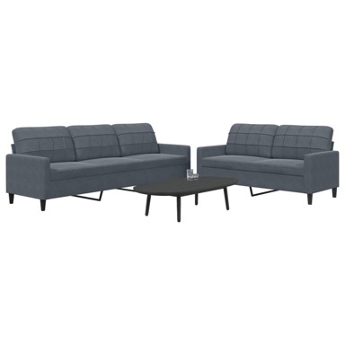 2-dijelni set sofa s jastucima tamnosivi baršunasti