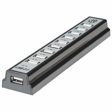 MANHATTAN USB Hub 161572, Hi-Speed USB Desktop Hub, 10xUSB-A 2.0, crni