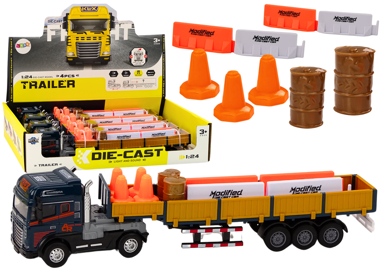 Vozilo igračka KAMION S GRAĐEVINSKIM REKVIZITIMA I ZVUČNIM EFEKTIMA 1:24 TIR, sivo-žuta