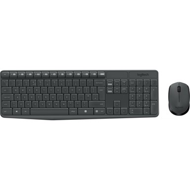 LOGITECH Set tipkovnice i miša MK235, bežični, crni