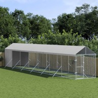 Vanjski kavez za pse s krovom srebrni 2x14x2,5m pocinčani čelik