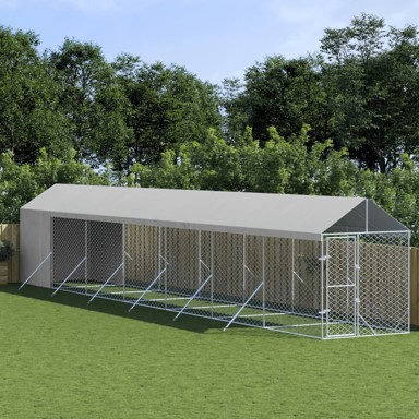 Vanjski kavez za pse s krovom srebrni 2x14x2,5m pocinčani čelik