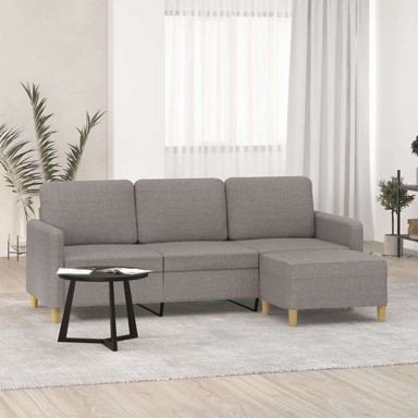 Trosjed s tabureom 80 cm od tkanine, sivo-smeđa