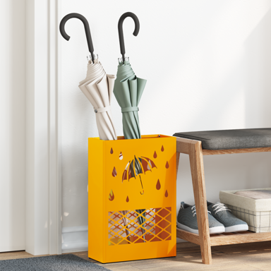 Stalak za kišobrane, žuta boja, čelik, srednji, dekorativni umetci