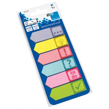 GLOBAL NOTES Papirnate zastavice strelice sa znakovima, 18 x 55 mm, 6 boja x 25 listova, sorto
