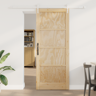 Klizna vrata s opremljenim setom 86x211 cm čvrsto drvo bor