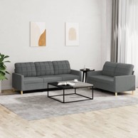 2-dijelni set sofa s jastucima tamnosivi od tkanine