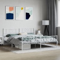 Metalni okvir kreveta uzglavlje i podnožje bijeli 183x213 cm