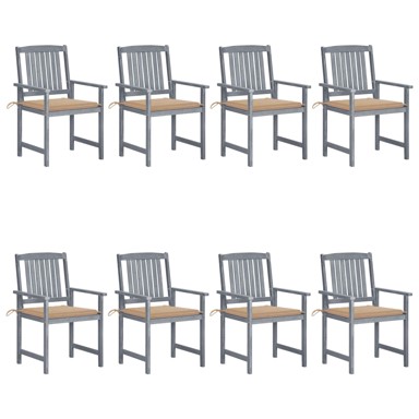 Vrtne stolice s jastucima 8 kom sive od masivnog drva bagrema